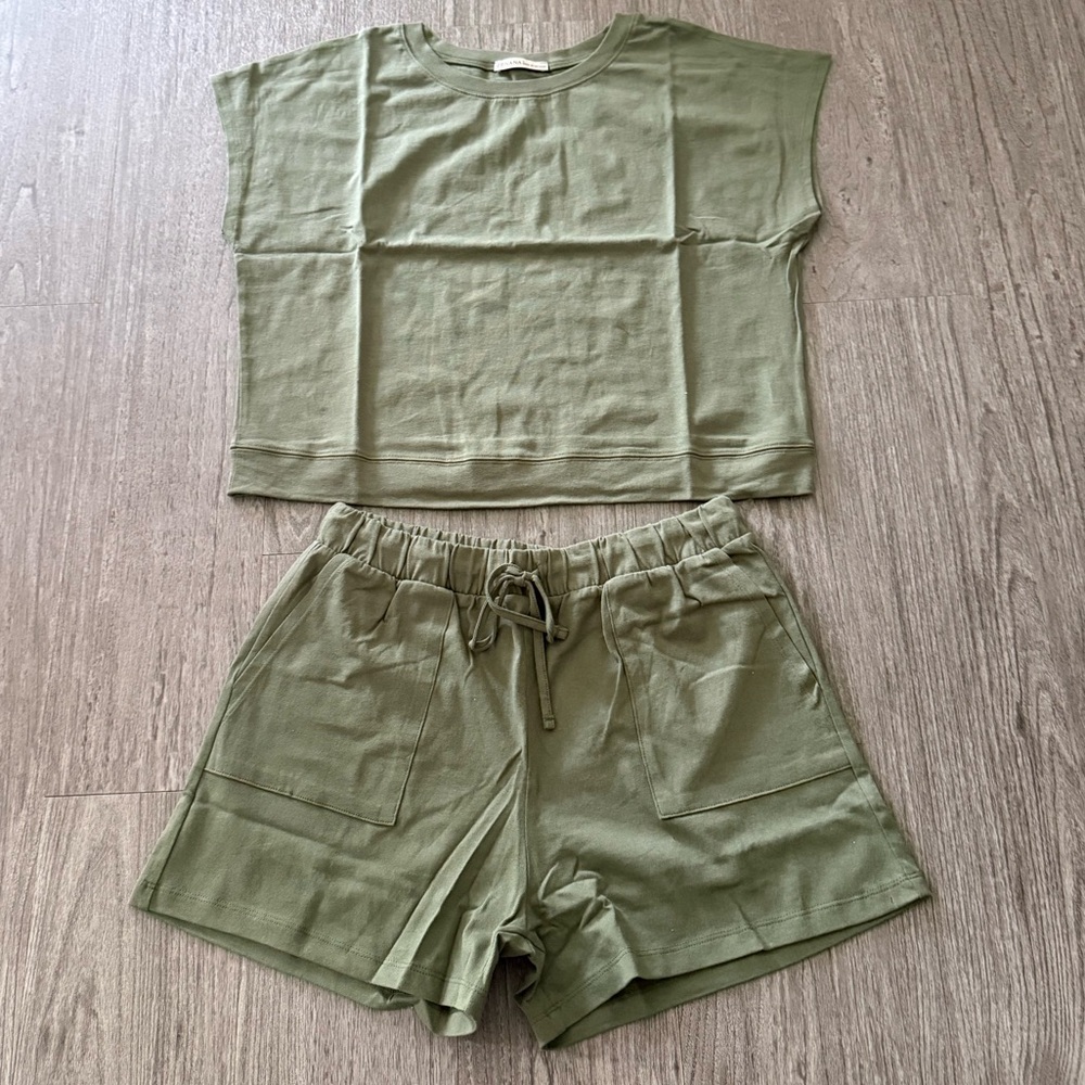 Zenana Olive Green Short Set NEW